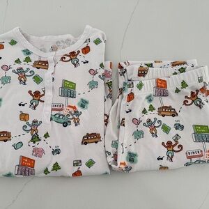 Roller Rabbit Monkey Travel Pajamas Comfy Sleepwear Sz XS Pj's Long Pant & Top